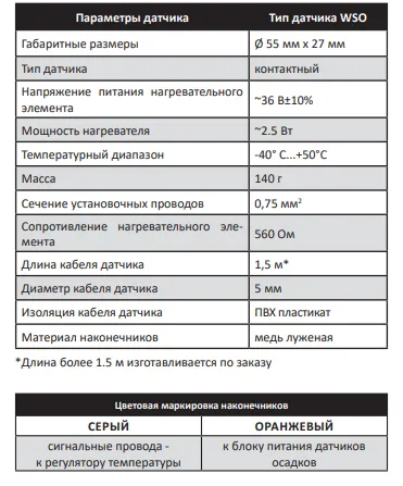 Датчик осадков WSO 1,5м Mos-Obogrev.ru