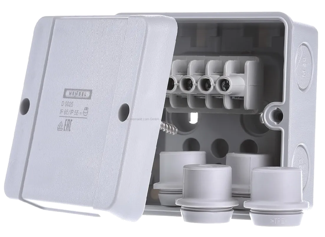 Hensel D 9045 распределительная коробка, 98х98х61мм IP55, 4 сальника ESM 32, клеммник DKL 04