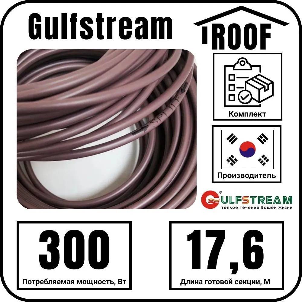 Gulfstream ROOF 300Вт/17,6м комплект резистивного греющего кабеля