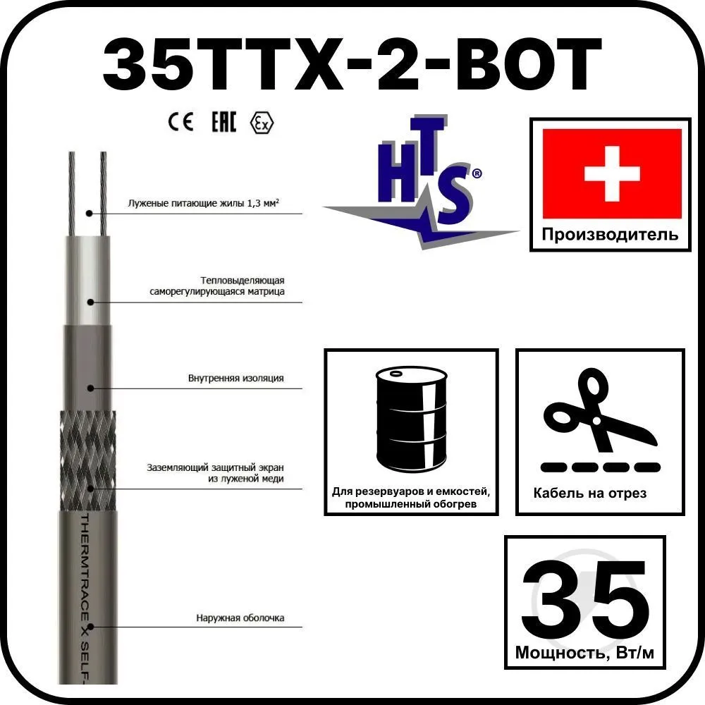 Саморегулирующийся кабель 35TTХ-2-BОТ