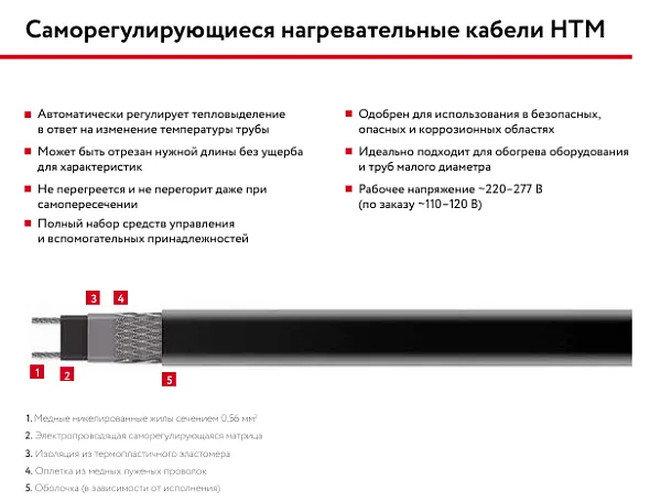 10НТМ2-ВР саморегулирующийся нагревательный кабель Mos-Obogrev.ru