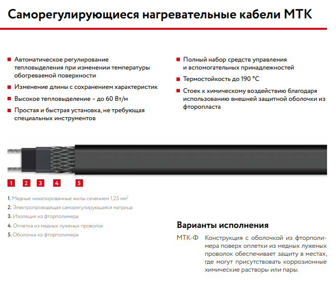 17МТК-Ф-2 Саморегулирующийся нагревательный кабель