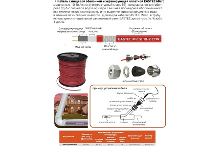 EASTEC MICRO 10 - CTW, греющий кабель c пищевой оболочкой фото интернет магазина Mos-Obogrev.ru