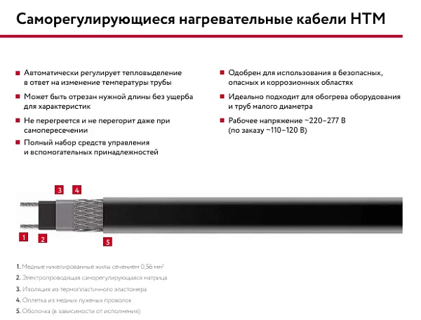 10НТМ2-ВР саморегулирующийся нагревательный кабель Mos-Obogrev.ru